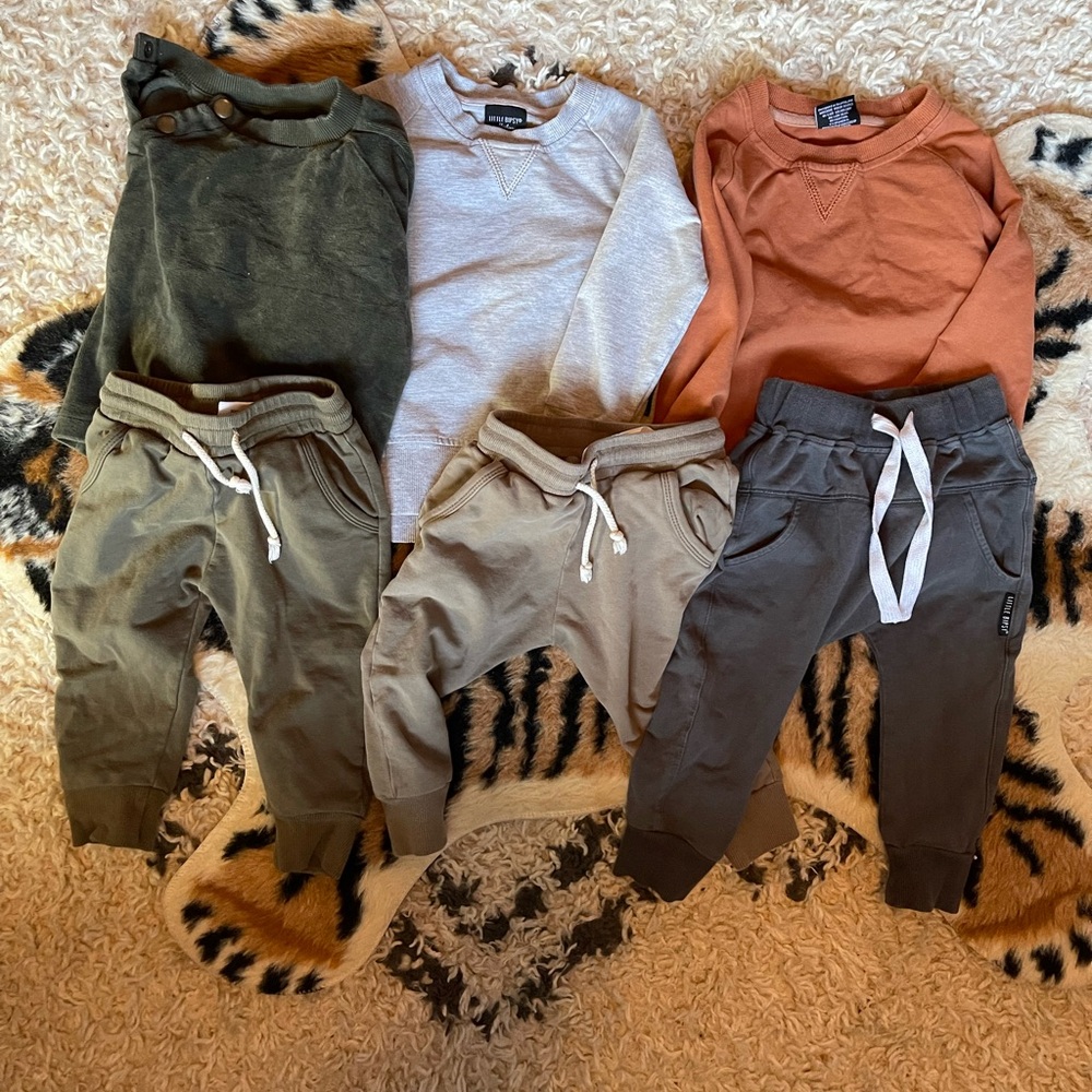 Fall Winter bundle of small shop toddler boy joggers and sweatshirts
